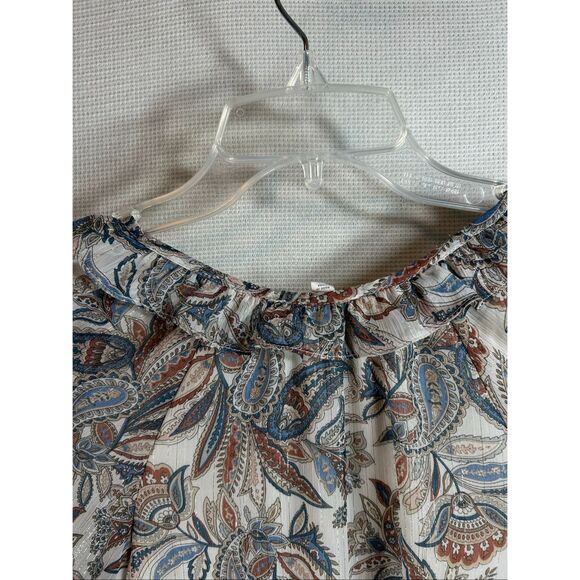 Blu Pepper Boho Peasant Blouse S Sheer Paisley Tiered Long Sleeve Cottagecore - Picture 13 of 14